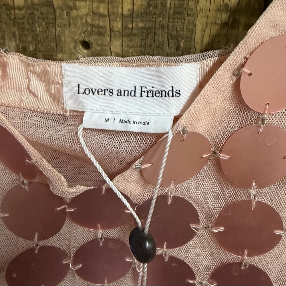 Lovers + Friends Gilles Sequin Mini Dress Light Pink disc metallic Revolve M - Picture 7 of 10